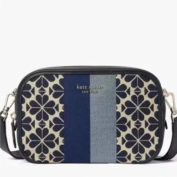 NWT! New! Kate Spade Spade Flower Jacquard Everything Mini Camera Bag Blue Multi - Picture 2 of 10
